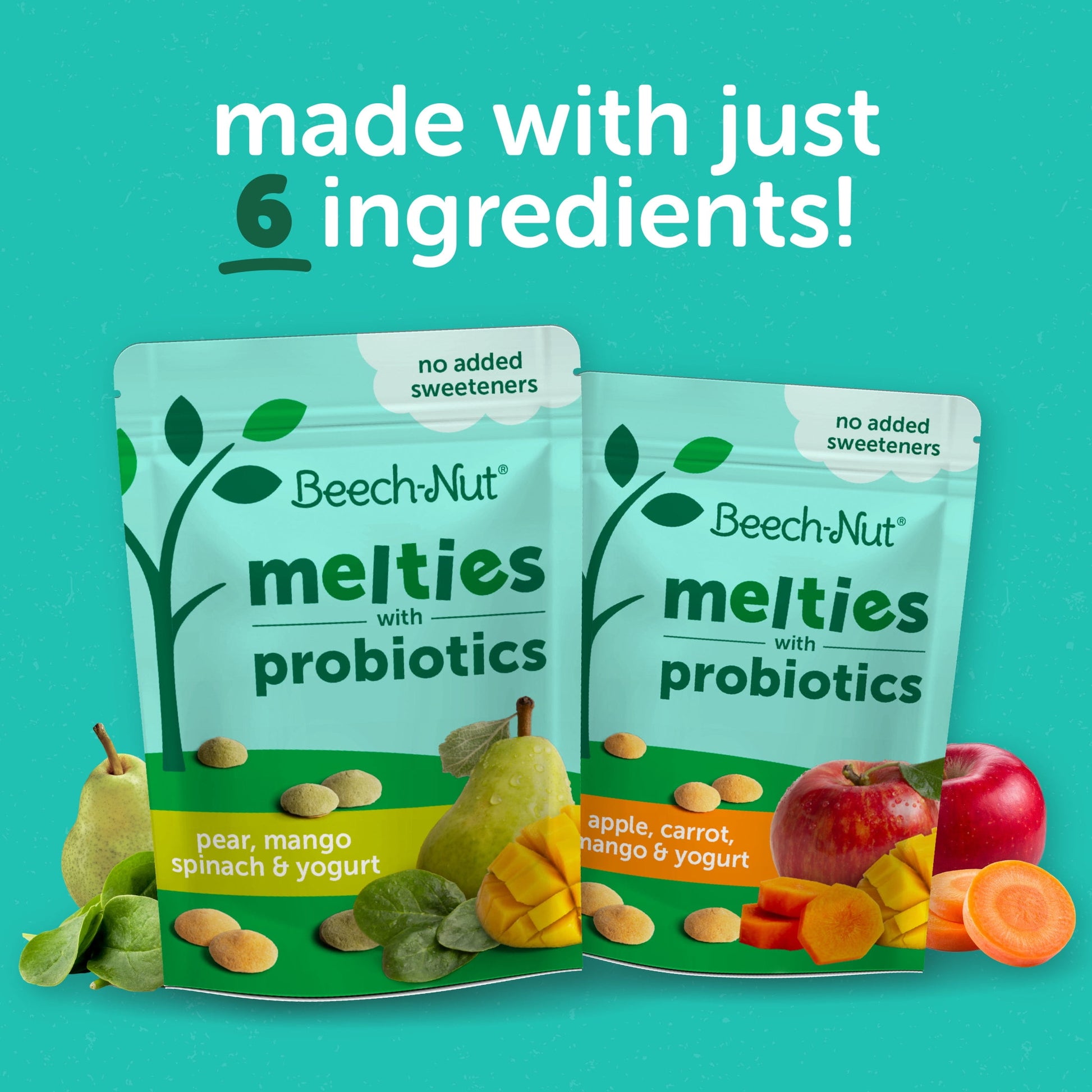 (2 Pack)  Probiotic Melties Apple Carrot Mango Yogurt Melts Baby & Toddler Snack, 1Oz Bag