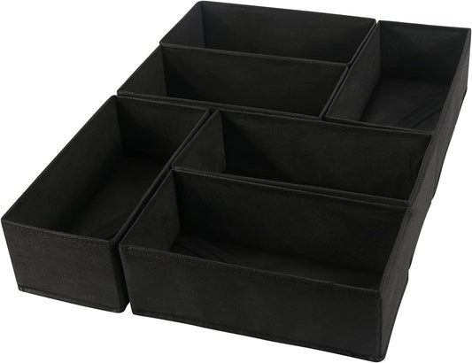 6 Packs Dresser Organizers, Drawer Organizers for Clothing, Baby Organizers and Storage Drawers, Woven-Fabric Dresser Drawer Organizers, Baby Clothes Organizer in Bedroom (Black)