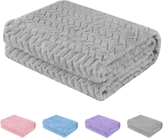 Baby Blanket Flannel, Cozy Throw Blankets for Newborn Infant and Toddler, Super Soft and Warm Receiving Baby Blanket for Crib Stroller (Grey 25 * 32")