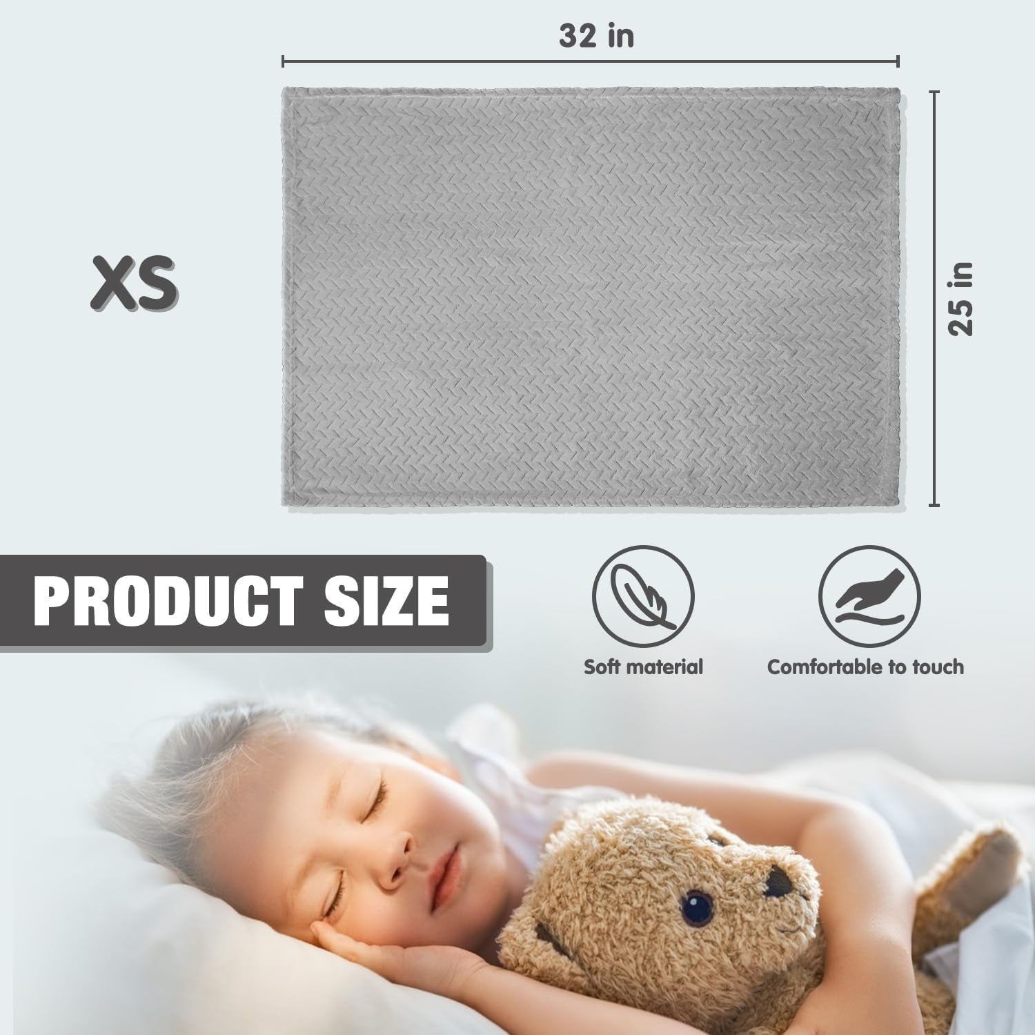 Baby Blanket Flannel, Cozy Throw Blankets for Newborn Infant and Toddler, Super Soft and Warm Receiving Baby Blanket for Crib Stroller (Grey 25 * 32")