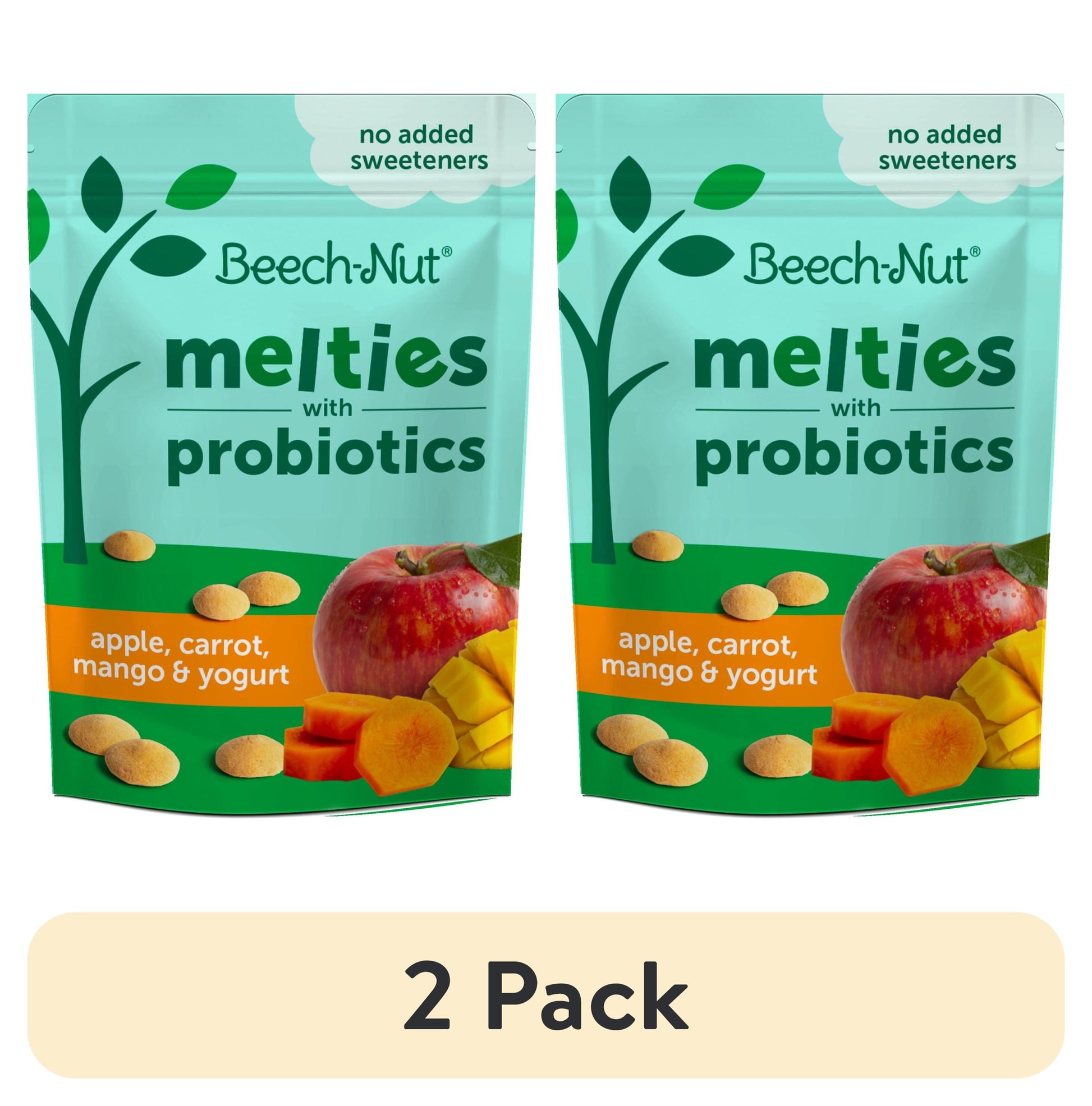 (2 Pack)  Probiotic Melties Apple Carrot Mango Yogurt Melts Baby & Toddler Snack, 1Oz Bag
